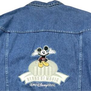 Disney 100 Mickey Mouse Denim Jacket Mens M Blue Embroidered Anniversary Coat